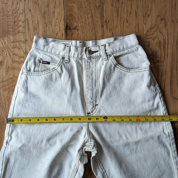 Lee Vintage 100% Cotton Women Mom Jeans High Rise Ivory Beige White 6 8 Petite - Picture 6 of 9